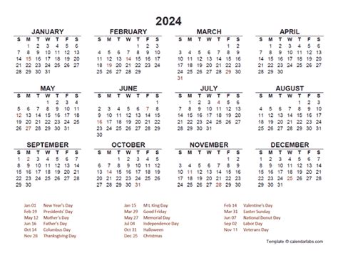 Free 2024 Calendars in PDF, Word, Excel .